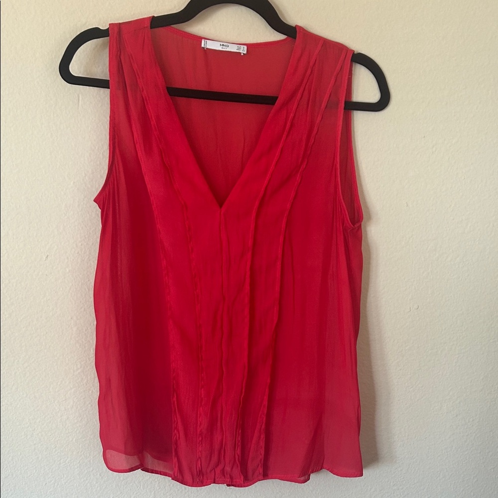 Mango Bold Red Sleeveless Blouse